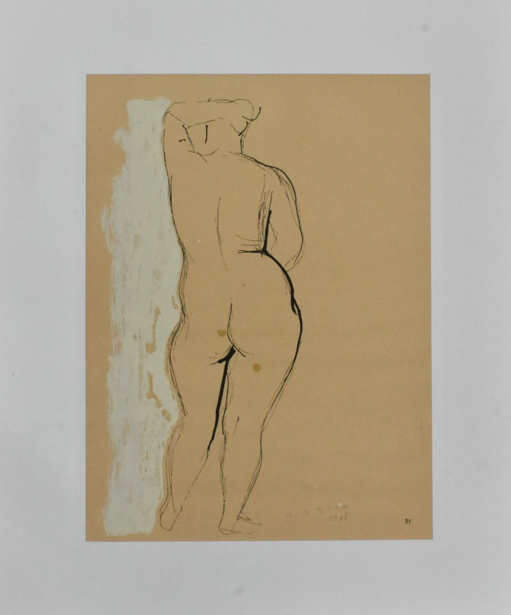 巨匠作家希少版画作品! マリノ・マリー二 版画 「nudo da dietro,1945