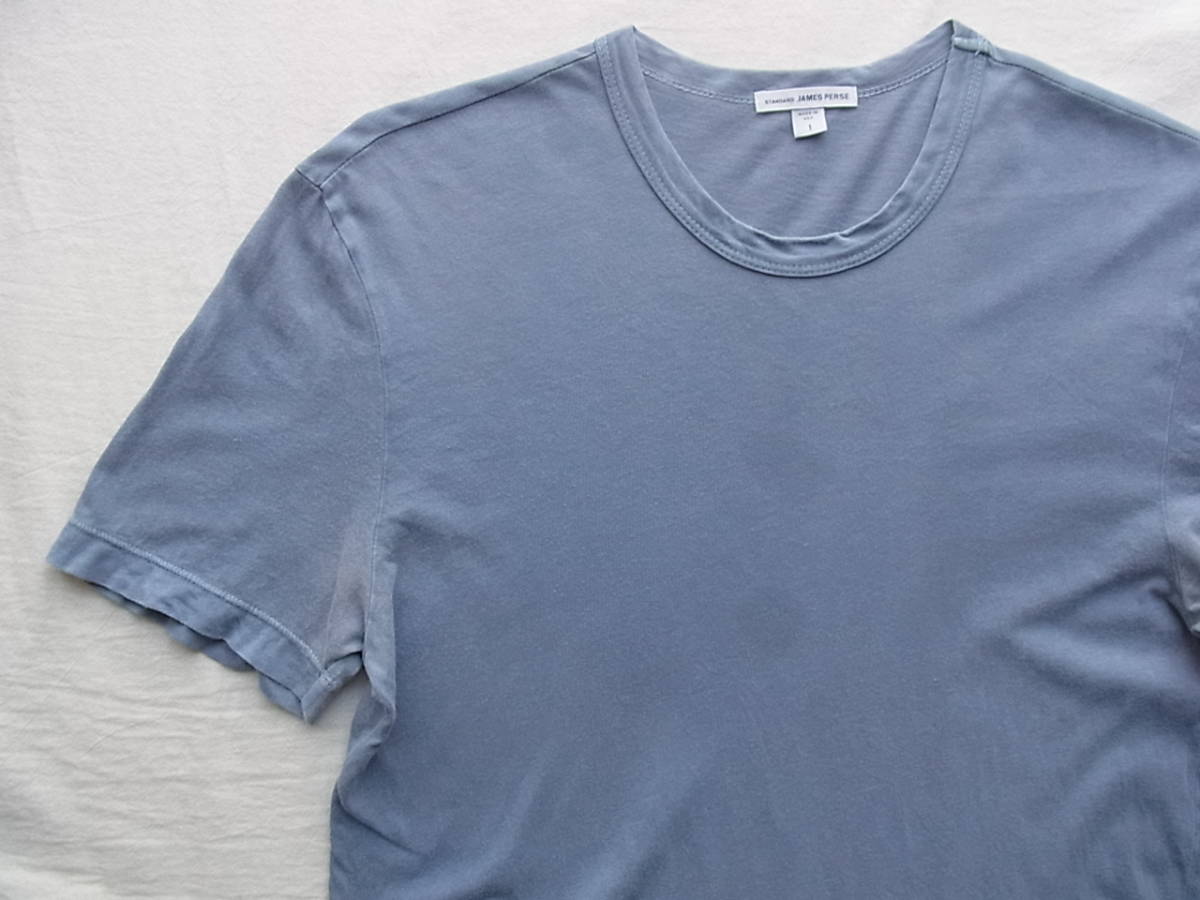 JAMES PERSE 　ジェームス パース　クルーネックTシャツ　サイズ 1 　MADE IN USA　グレイッシュブルー系　_画像2