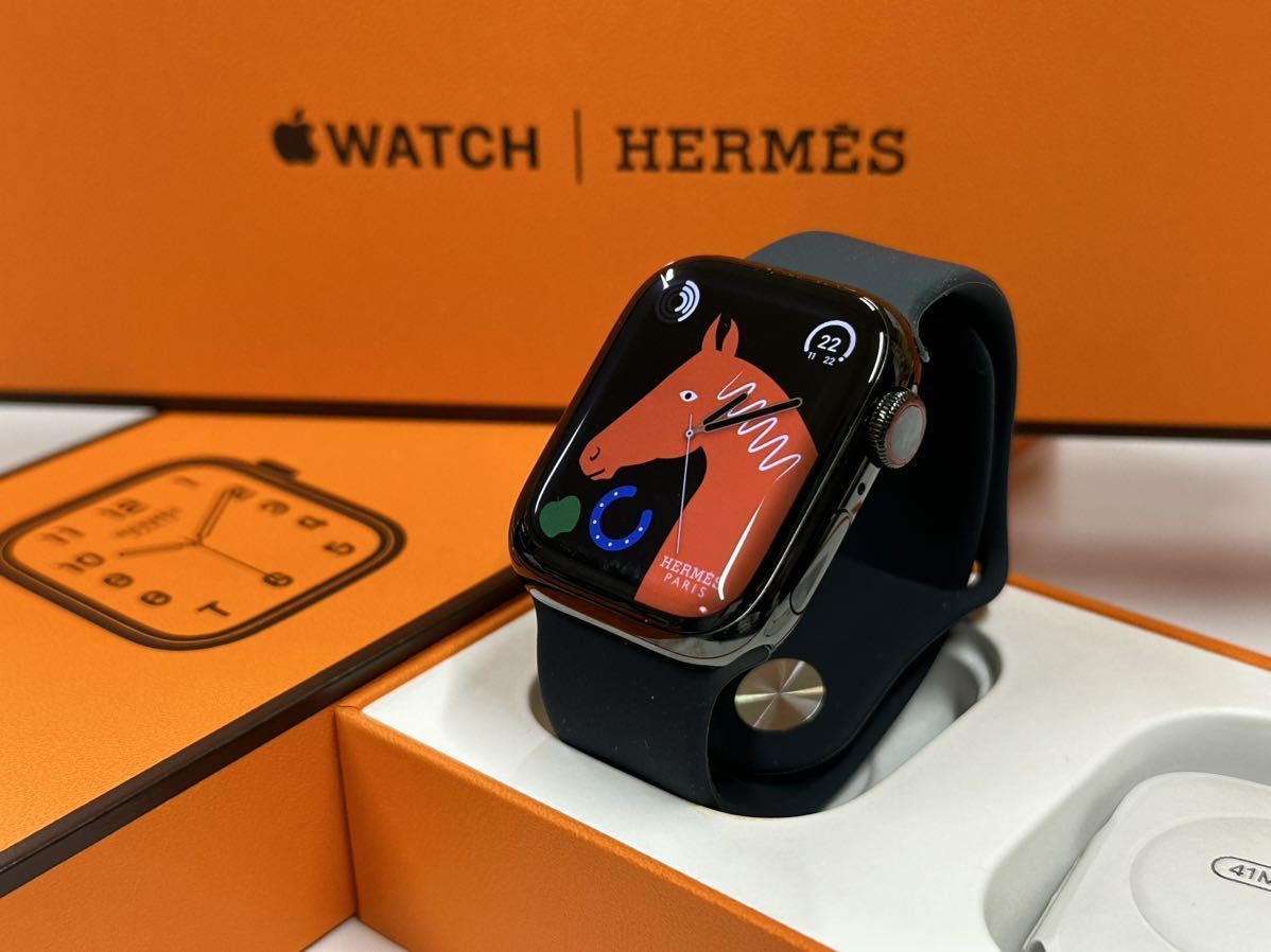 ☆即決 Apple Watch series7 HERMES 41mm アップルウォッチ エルメス GPS+Cellular ブラックステンレス  心電図 黒 シリーズ7 998