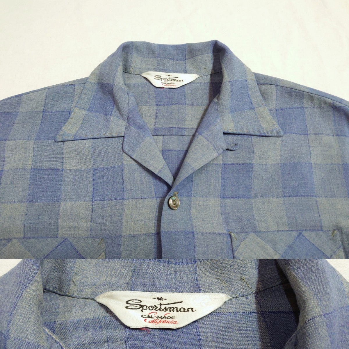 驚きの値段で】 50s 60s ブロックチェックレーヨンシャツ オープン