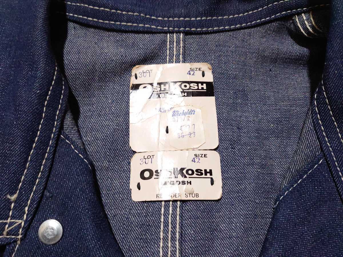 60s デッドストック Oshkosh オシュコシュ カバーオール チョアジャケット ビンテージデニム ビンテージカバーオール ビンテージワークの画像5