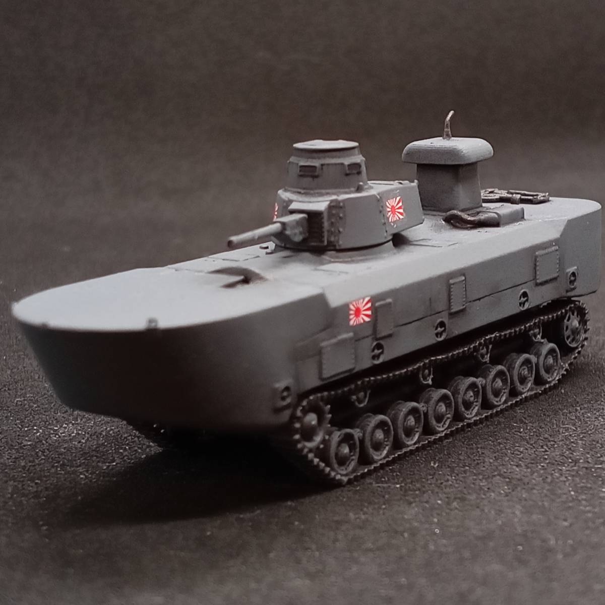 ●完成品1/144 特三式内火艇カチ,”性能優秀！水陸両用戦車！海軍所属”,旭日旗マーク,日本,WW2,自作ver_画像1