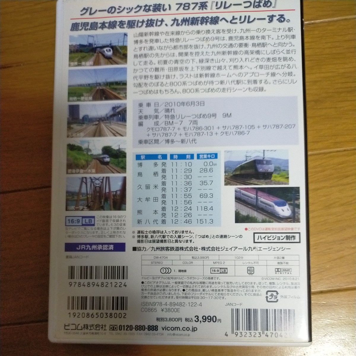 DVD 787系 特急リレーつばめ 博多〜新八代 ビコムワイド展望_画像2