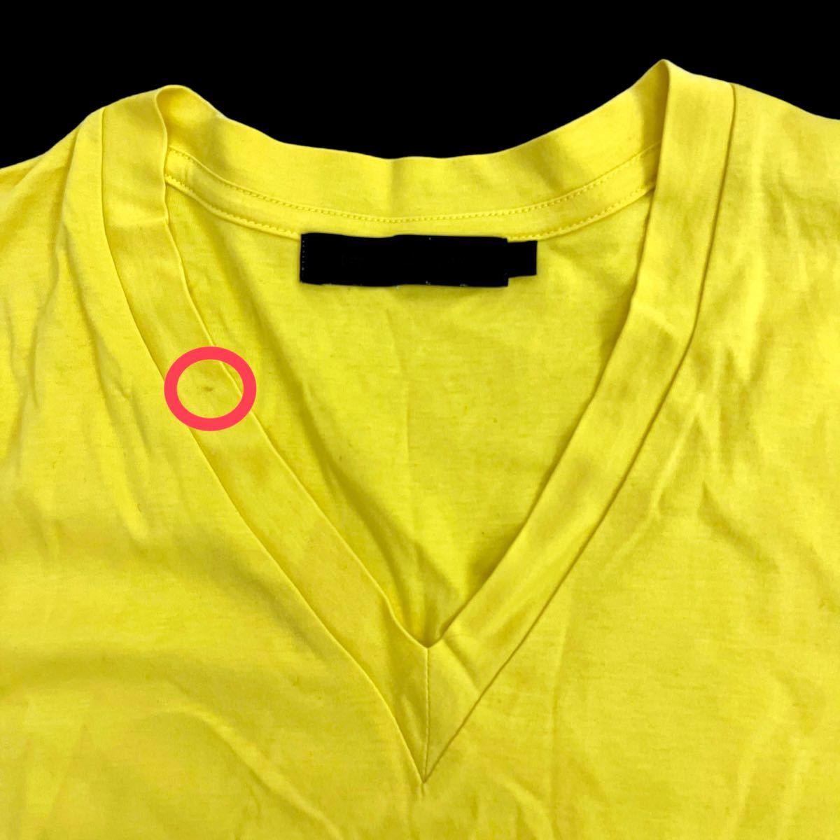 LITHIUM HOMME / リチウムオム メンズ カットソー Vネック 半袖Tシャツ イエロー 46サイズ Sサイズ相当 O-1444_画像3