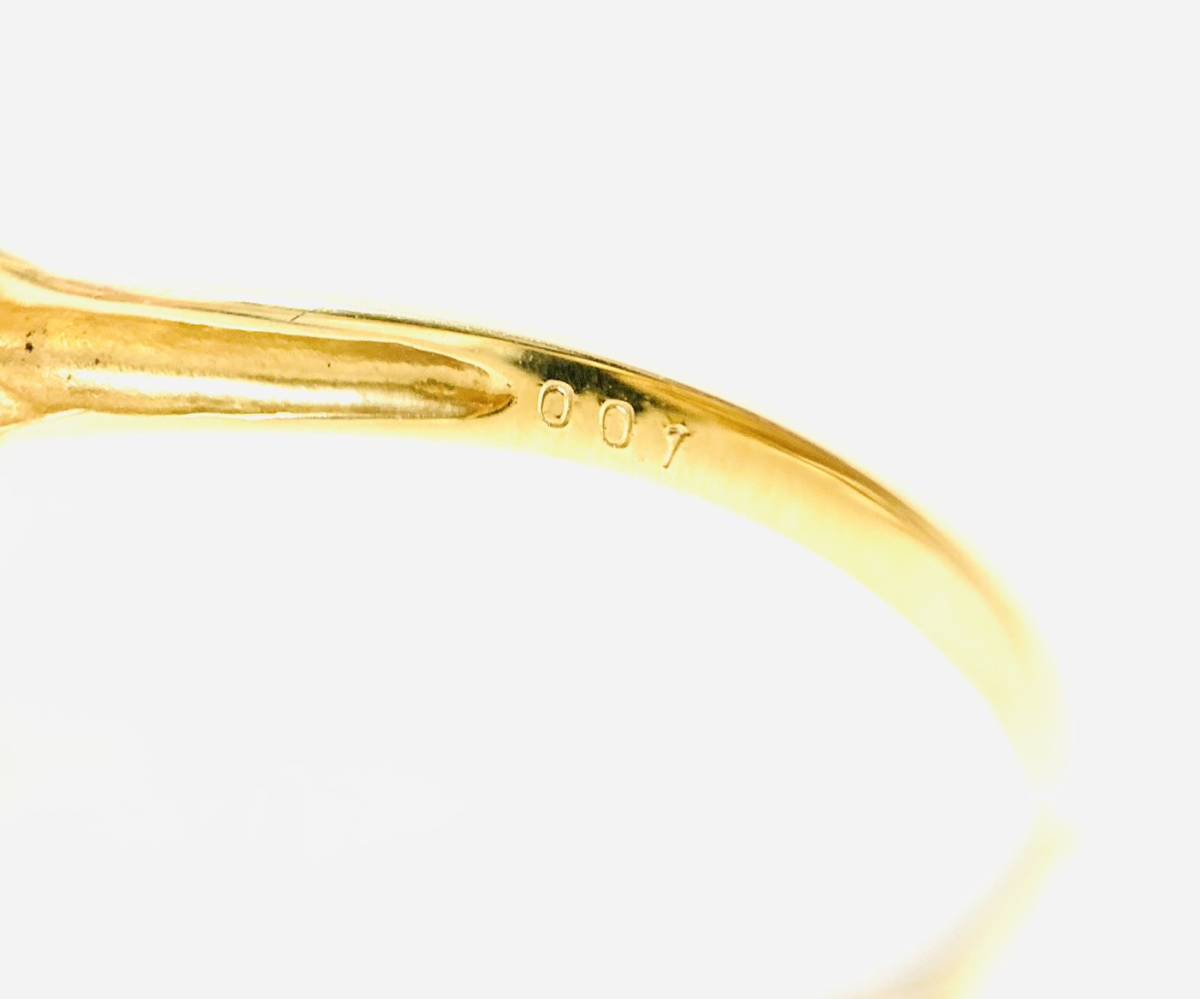 美品 K18YG ドラゴン 龍 リング 約15号 指輪 天然 ダイヤモンド 0.01ct