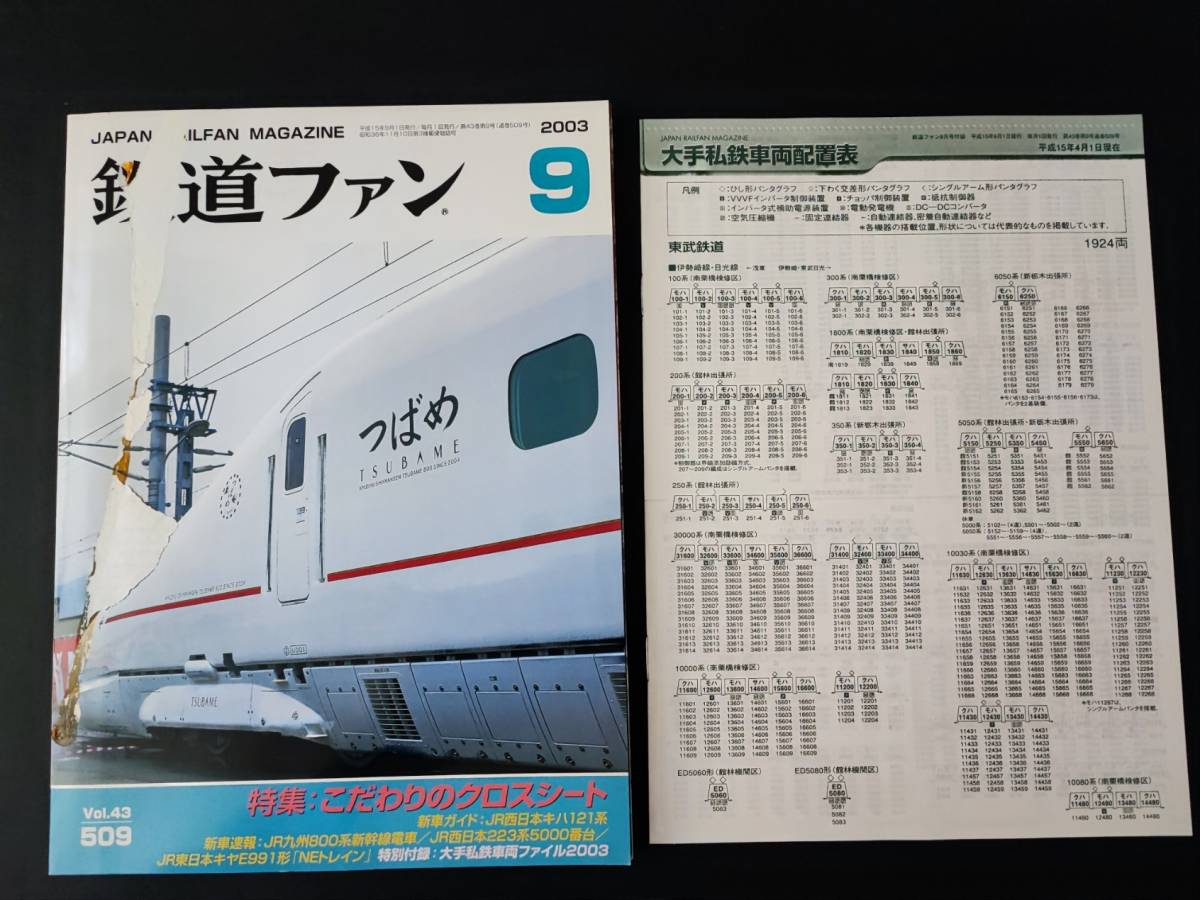 【鉄道ファン・2003年9月号】特集・こだわりのクロスシート/特別付録・大手私鉄車両ファイル2003/_画像1