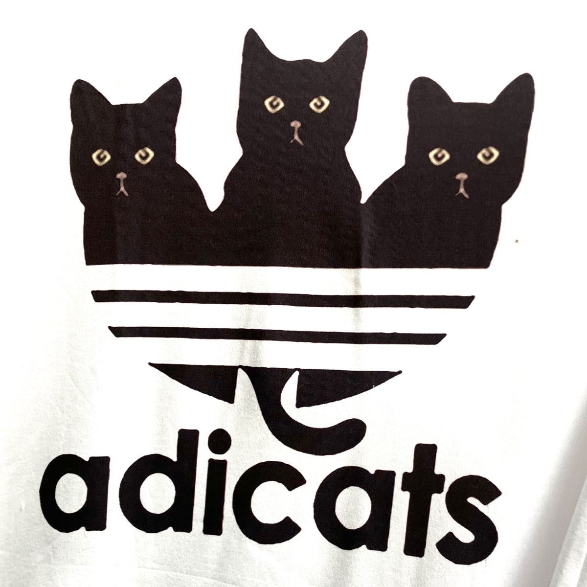 ホワイト M 黒猫 Tシャツ オモシロ ユニセックス ネタ ネコ パロディ 白 猫グッズ プレゼント ギフト お土産 可愛い 新品
