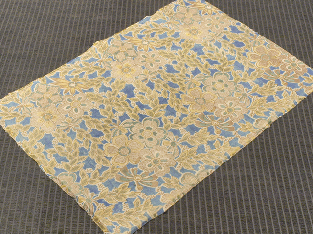 値頃 綿 和更紗 【堺更紗】唐花草文 古布 風楽 47×33 TAME06015