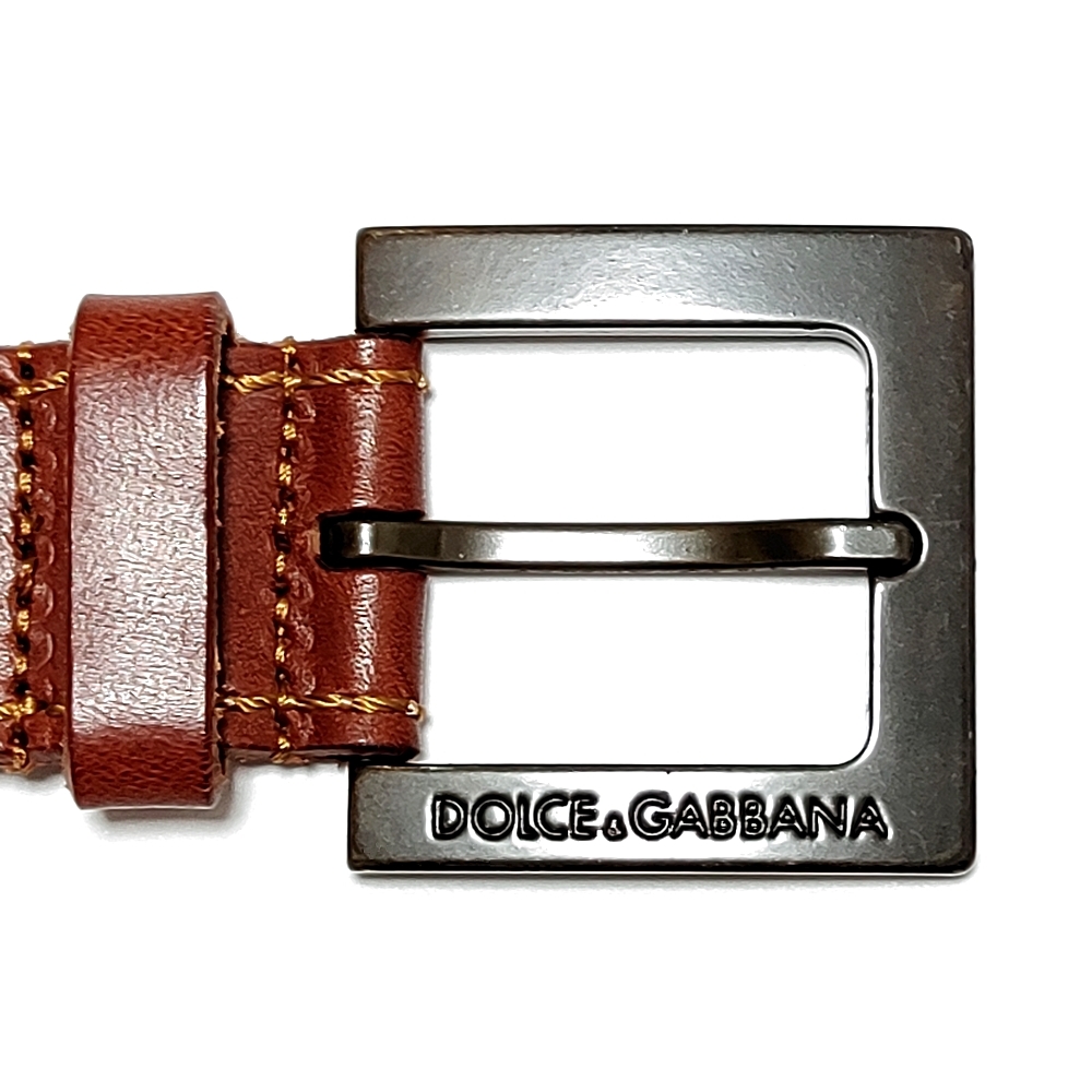 95★奇跡のデッドストック★新品★2002AW★ドルチェ＆ガッバーナ★ベルト★DOLCE&GABBANA★二重 バックル ブラウン茶色ドルガバ イタリア製_画像5