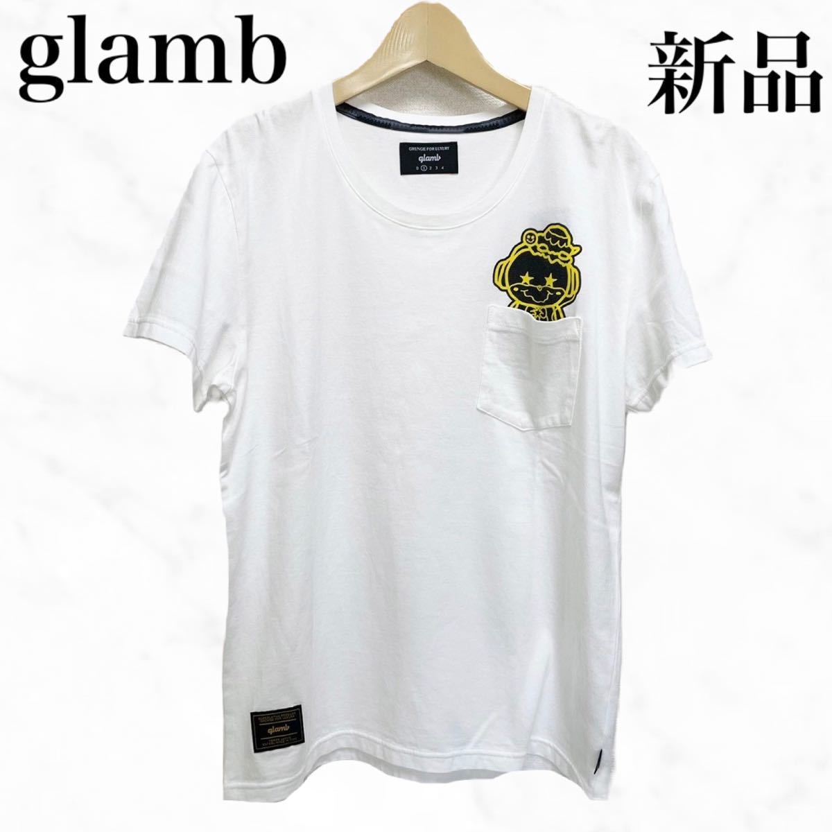 信頼 glamb ビッグシルエット ロゴ刺繍 ポケット デザイン Tシャツ