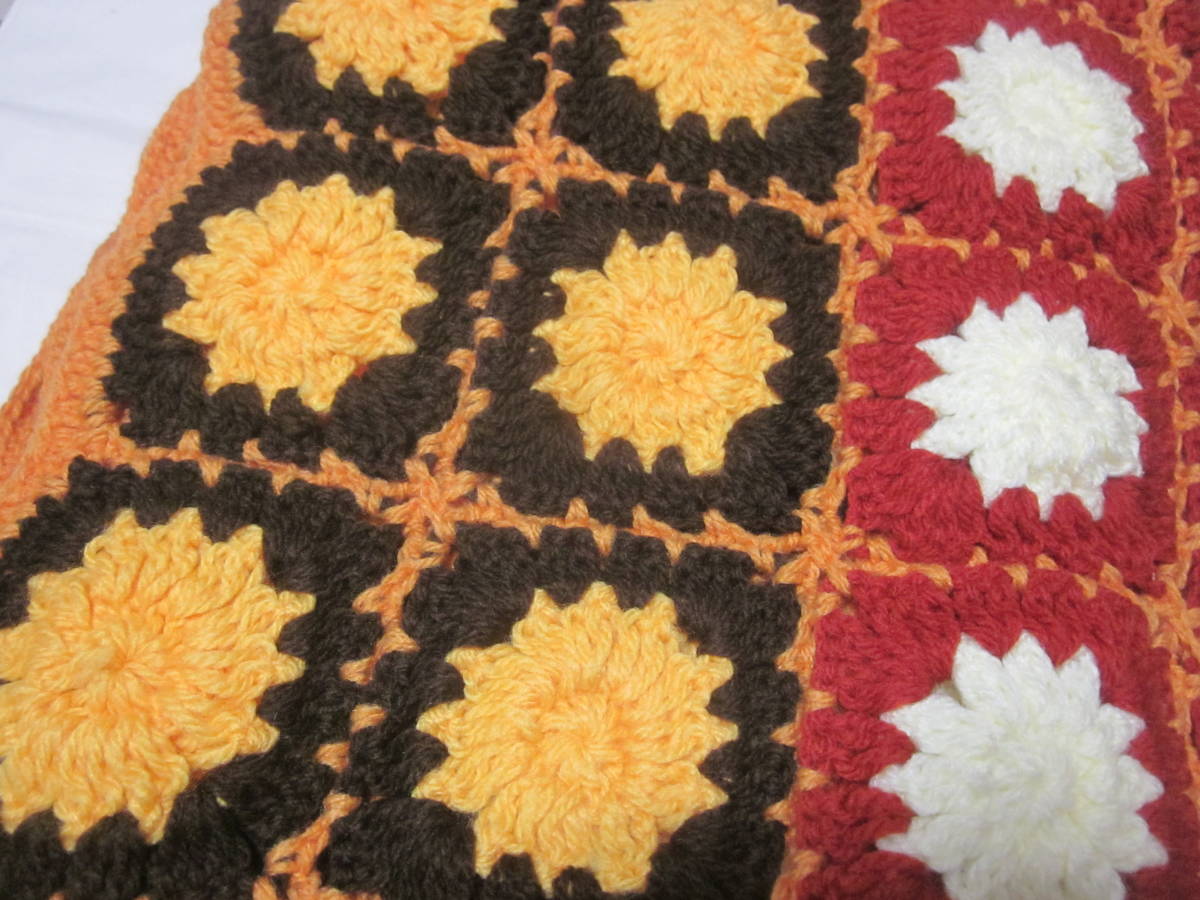 #[ Showa Retro ]#[ kotatsu ..]#[ knitting wool braided unused ]#[190×200cm]#[ kotatsu cover ]#[ retro pop motif braided ]#