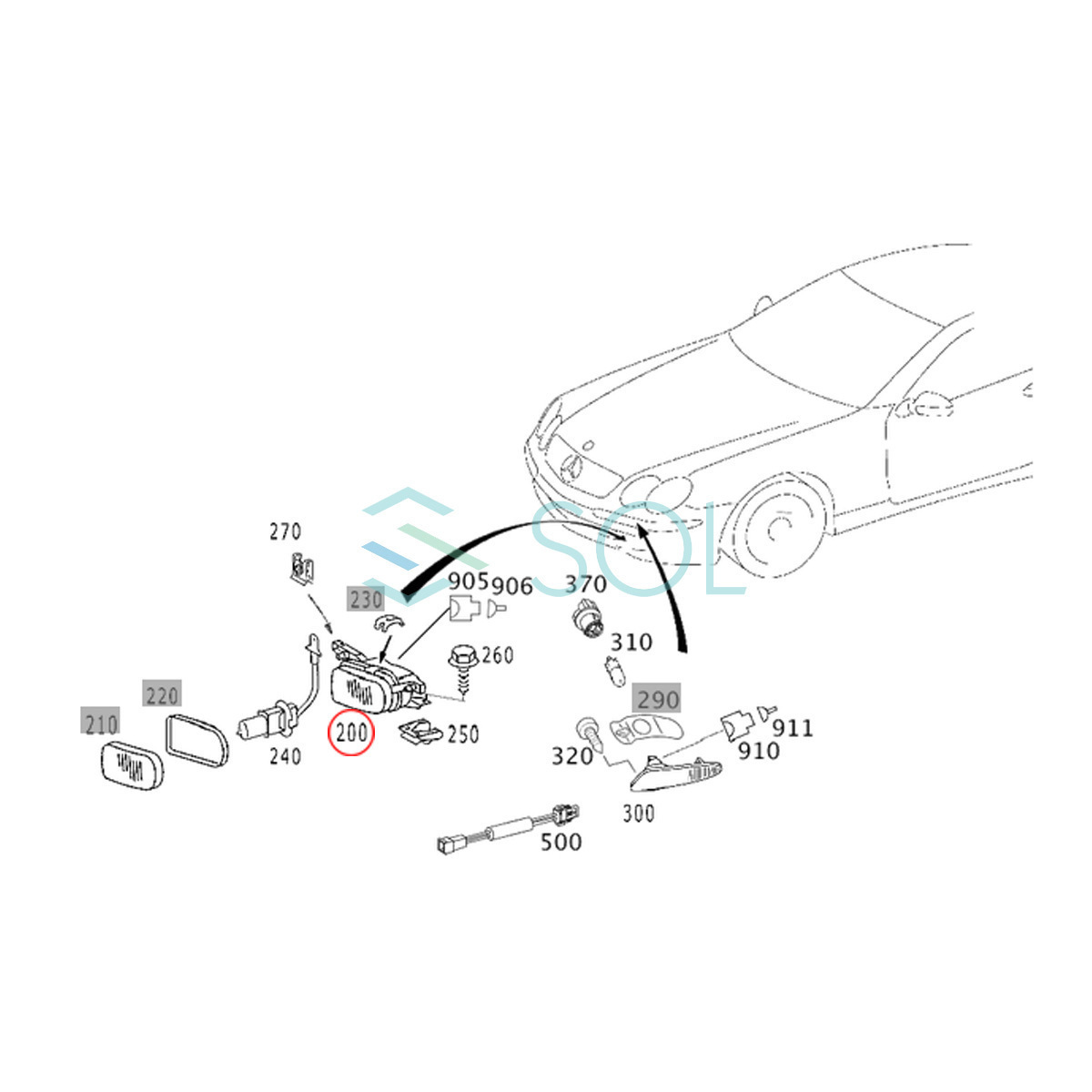 ベンツ W209(後期) W251(前期) フォグランプ 右側 ガラス製 CLK200 CLK350 CLK63 R350 R500 R550 2048202256 出荷締切18時_画像4