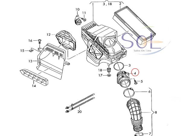 アウディ A3(8PCCZ 8PCDA) A4(8KCDH 8KCDN) A5(8TCDN 8FCDN) A6(4GCDN) エアマスセンサー エアフロメーター 06J906461D 出荷締切18時_画像5