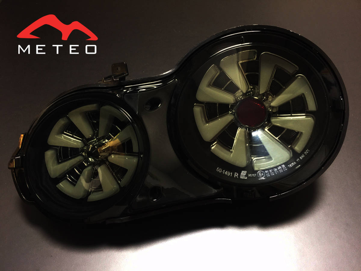 【流れるウィンカー仕様】METEO 日産 GTR R35 ファイバー LED テールランプ スモーク・ブラックマット SBN 前期 後期 メテオ_画像1