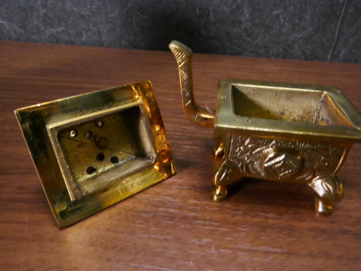 【収集品】真鍮製香炉　仏壇　仏具　仏教美術（ろ）4681　M_画像7