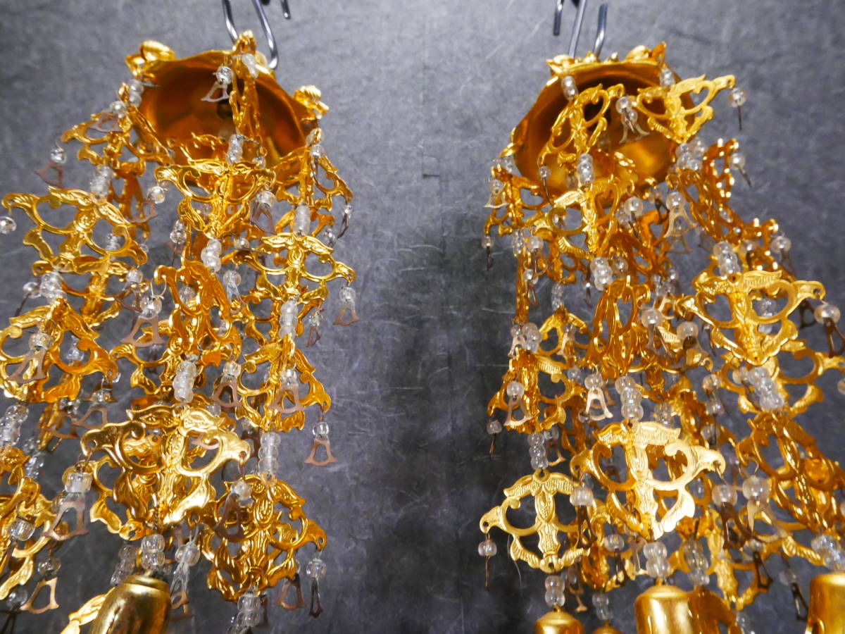 展示未使用品 金色瓔珞 白玉付 高さ23㎝(る) 4716 M 仏壇 展示未使用品 金色瓔珞 白玉付 高さ23㎝(る) 4716 M 仏壇