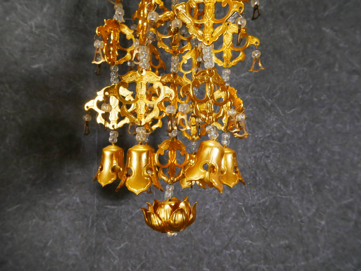 展示未使用品 金色瓔珞 白玉付 高さ23㎝(る) 4716 M 仏壇 展示未使用品 金色瓔珞 白玉付 高さ23㎝(る) 4716 M 仏壇