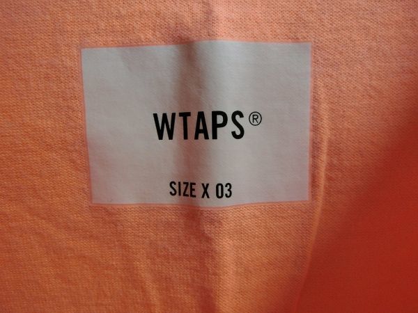 WTAPS FLAT01 CREW NECK COTTON ロゴ刺繍 クルーネック Tシャツ L オレンジ #211ATDT-CSM04 ダブルタップス_画像4