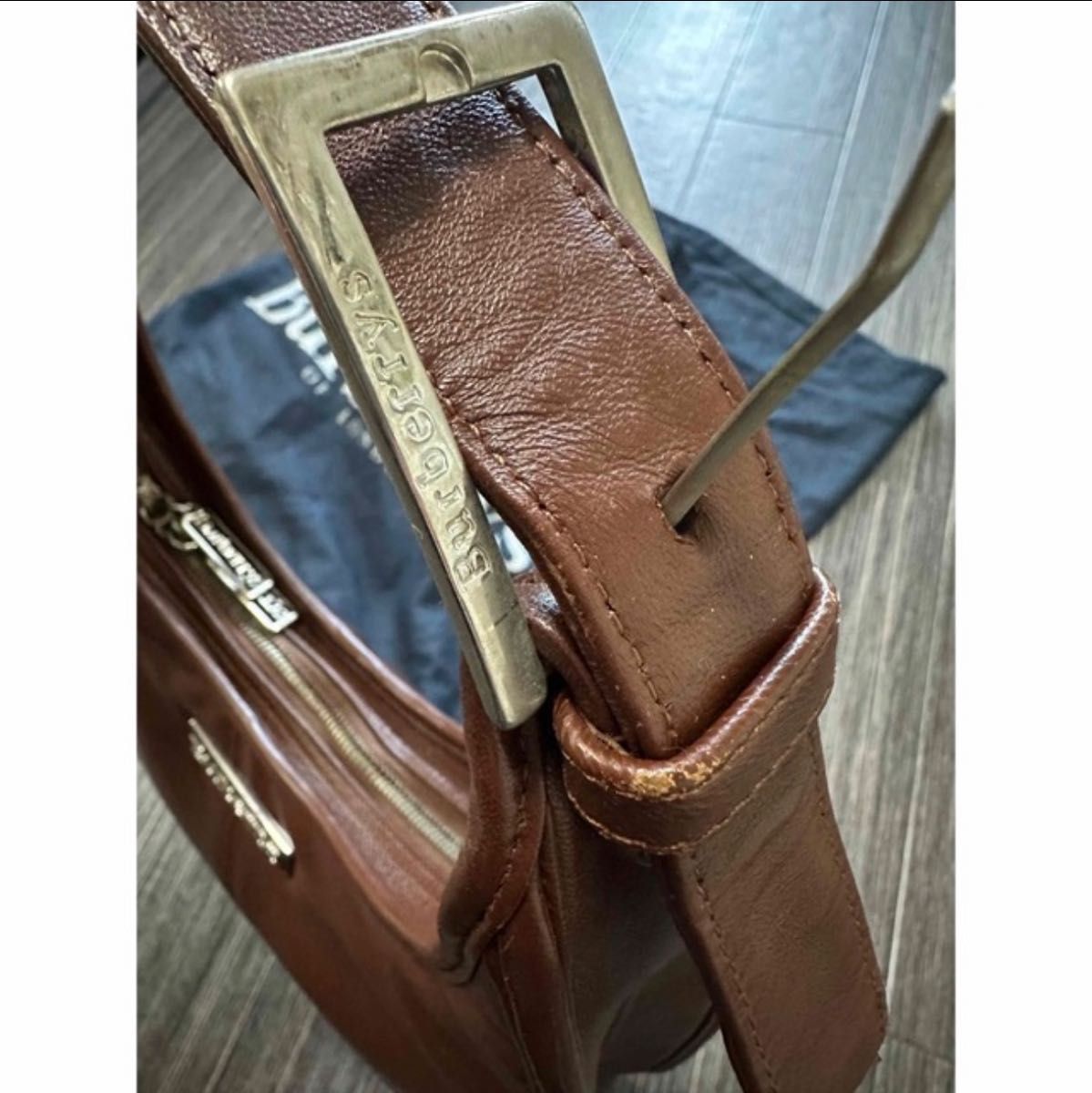 タグ付き新品 オールドバーバリー Burberry ブラウン レザー タグ付き新品 オールドバーバリー Burberry ブラウン レザー