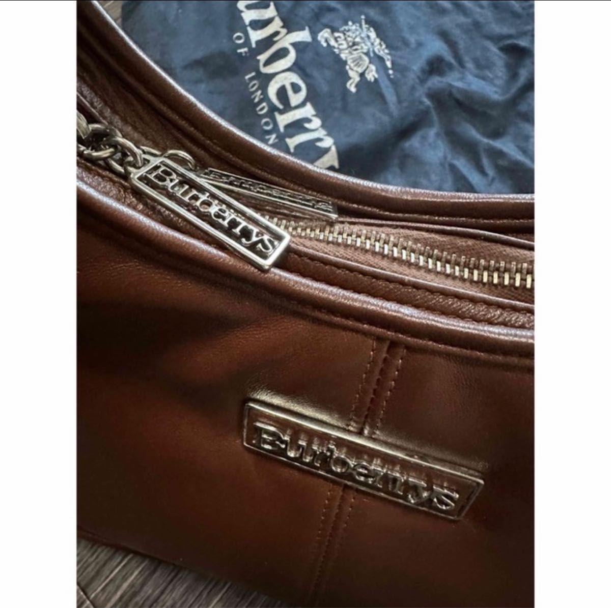 タグ付き新品 オールドバーバリー Burberry ブラウン レザー タグ付き新品 オールドバーバリー Burberry ブラウン レザー