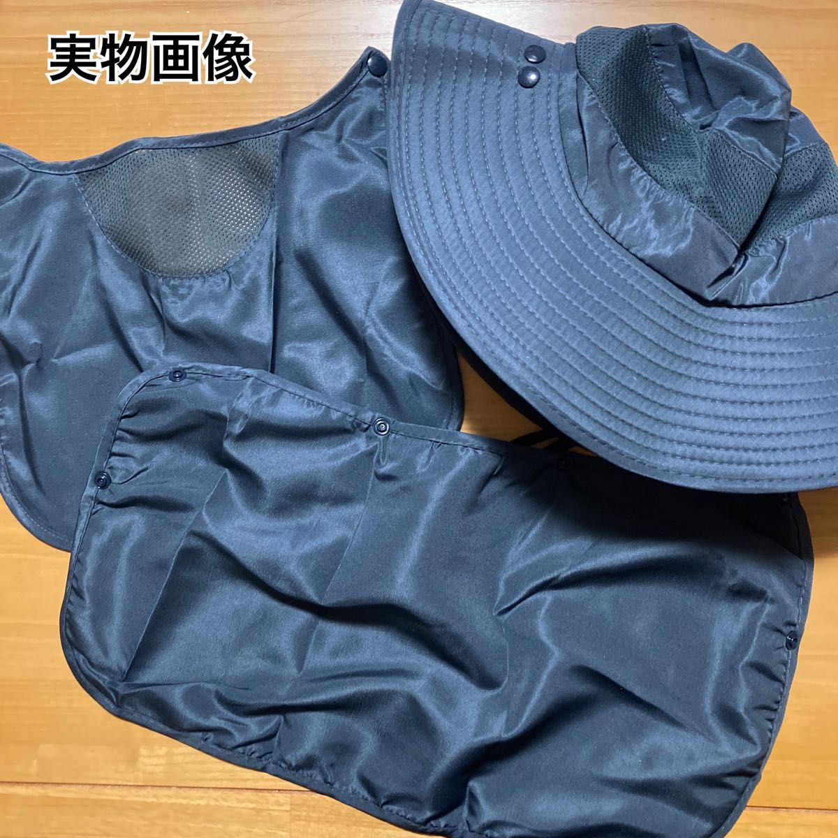 ネックガード UVカット 帽子 日焼け対策 男女兼用 ハット 登山 ダークグレー 日焼け防止 サファリハット