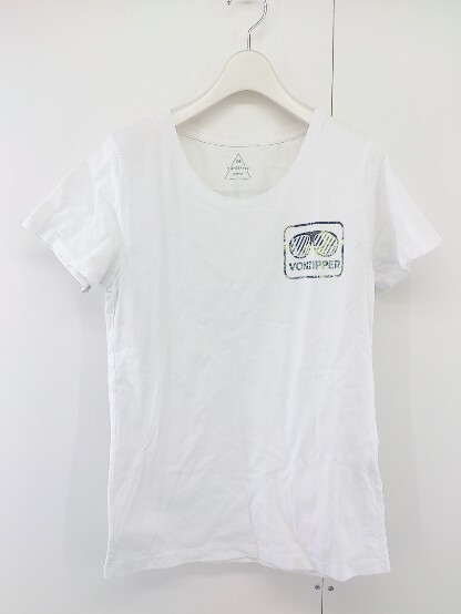 ◇ VONZIPPER ボンジッパー プリント 半袖 Tシャツ カットソー サイズM ホワイト系 ブラック マルチ レディース P