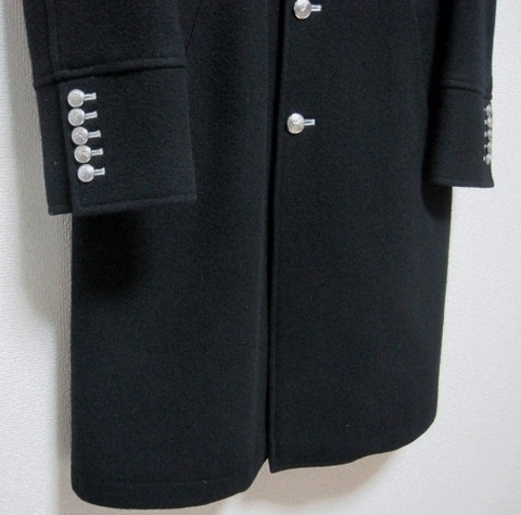 極美品 BURBERRY BLACK LABEL 銀ボタン 羊毛 ネルソン コート M マリンコート 黒 レザー トレンチ ジャケット バーバリー  ブラックレーベル