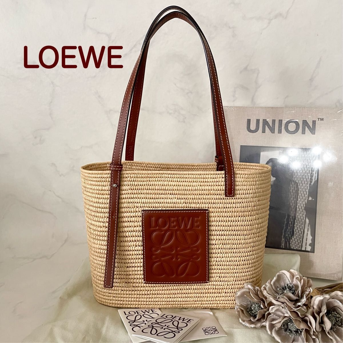 超美品 ロエベ LOEWE バッグ カゴバッグ カゴトート ナチュラル