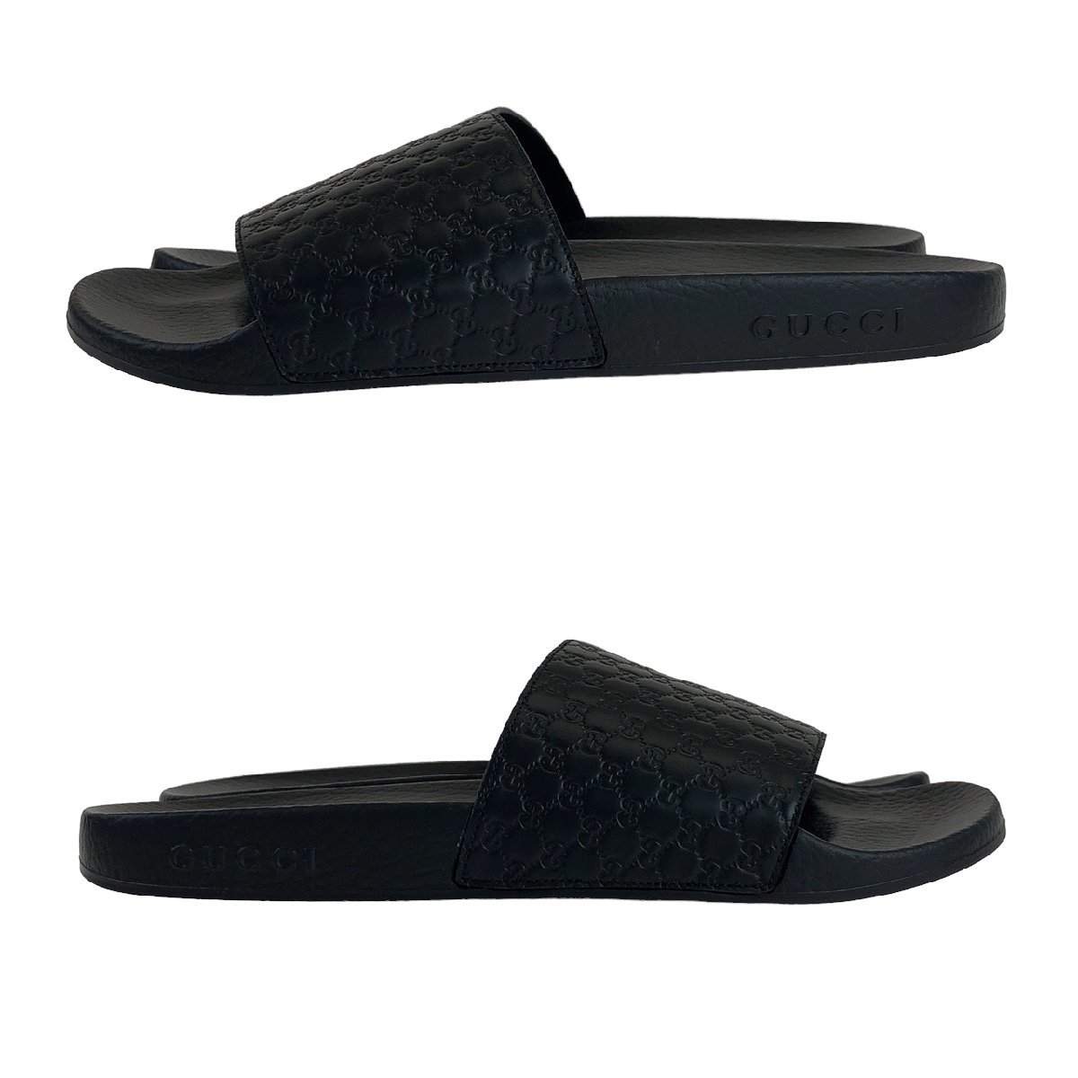新品未使用 GUCCI グッチ GG柄 サイズ40 ブラック 黒 レザー ラバー