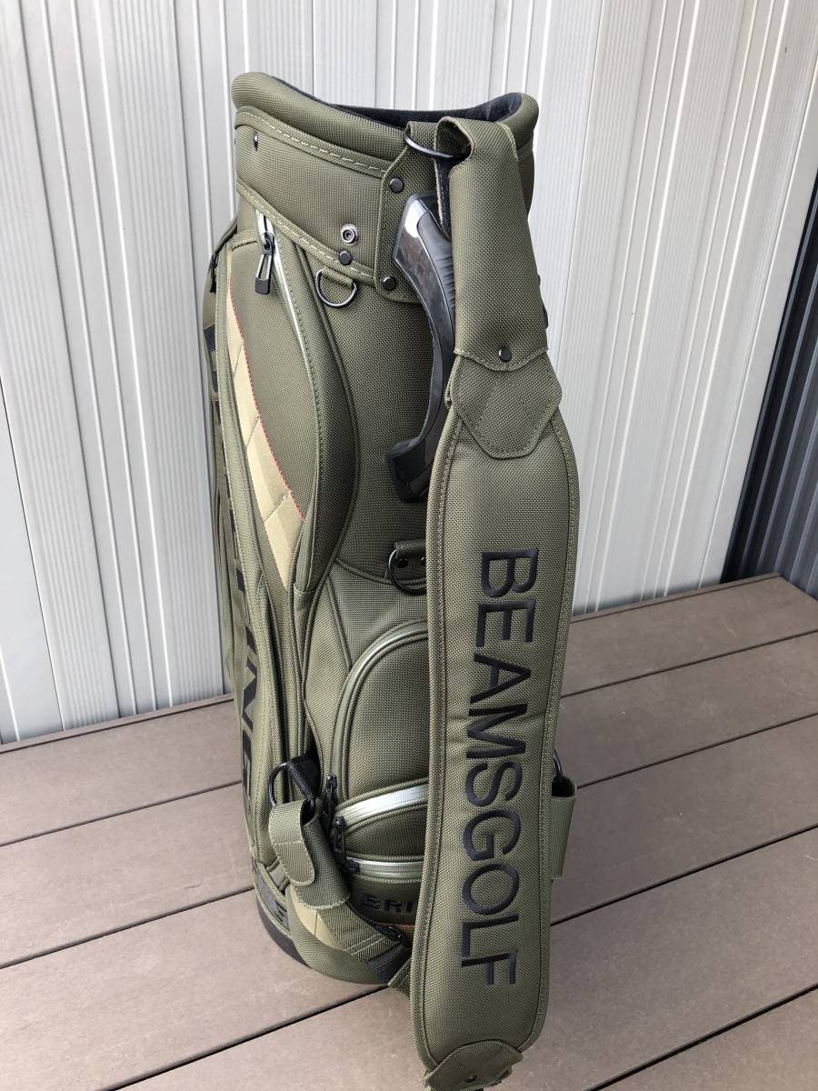 很少售罄項目BriefING×BEAMSGOLF簡報梁高爾夫定制球童包頭套    原文:希少　即完売品　BRIEFING×BEAMSGOLF　ブリーフィング　 ビームスゴルフ　別注キャディバッグ　ヘッドカバー　セット