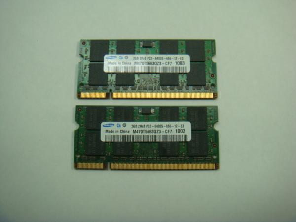 SAMSUNG ノート用メモリー PC2-6400S 2GB (2枚合計4GB) CF-W9 CF-W8 CF-W7 動作品_毎回同じ写真を使っております。