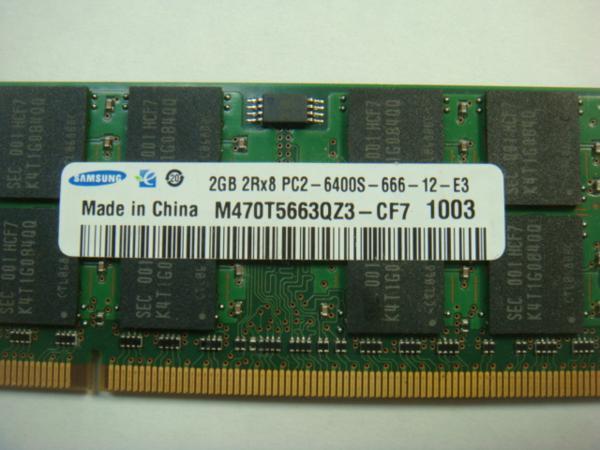 SAMSUNG ノート用メモリー PC2-6400S 2GB (2枚合計4GB) CF-W9 CF-W8 CF-W7 動作品_毎回同じ写真を使っております。