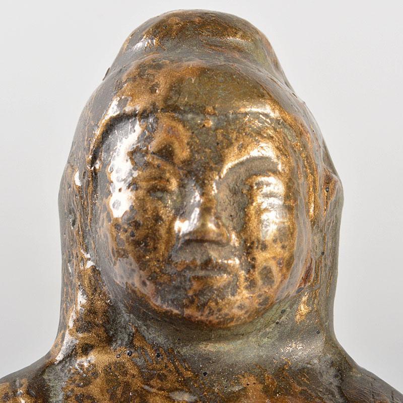 仏教美術 古銅鍍金 観音坐像 仏像 懸仏 V R5463-