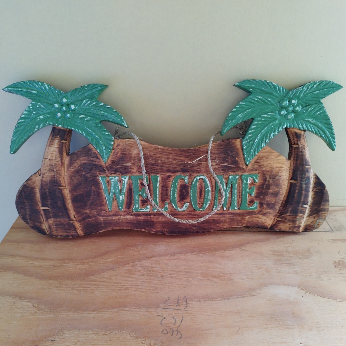 アジアン雑貨　ハワイ雑貨　ウェルカム　ヤシの木　壁掛け　送料無料　