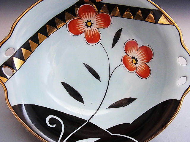 赤い花 アールデコ フラワー文様 鉢皿 ◆ オールドノリタケ _画像6