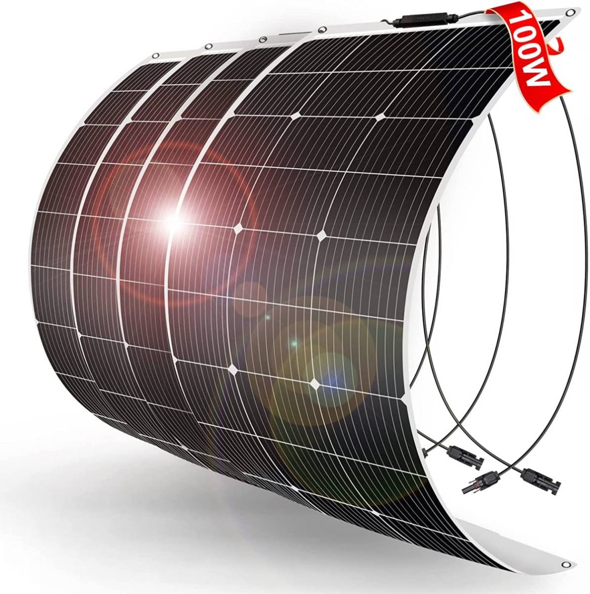 【新品送料無料】DOKIO 400W フレキシブル ソーラーパネル 単結晶 4枚*100W 18v ポータブル電源や12Ｖバッテり適用 自作のソーラー発電に