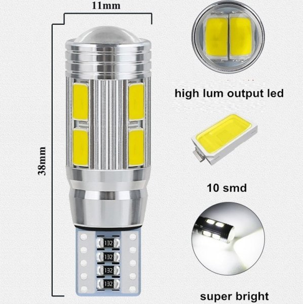 超爆光！20個セット キャンセラー内蔵 T16 T10 LED ルームランプ ポジション ナンバー灯 バックランプ ホワイト 5630 10smd /10_画像3