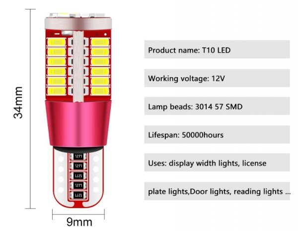 爆光 バモス HM1 HM2 バックランプ ポジション球 ナンバー灯 T10 LED ルームランプ ホワイト 9個セット ホンダ /45/57/34/t28_画像7