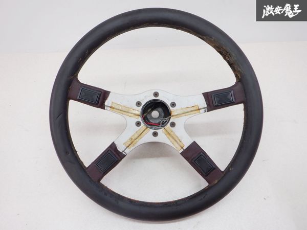  Italvolanti Corsa steering gear steering wheel wheel 27-9-85 leather tea brown group Boss attaching diameter approximately 36φ immediate payment shelves G-2