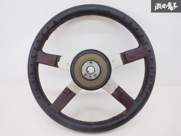  Italvolanti Corsa steering gear steering wheel wheel 27-9-85 leather tea brown group Boss attaching diameter approximately 36φ immediate payment shelves G-2