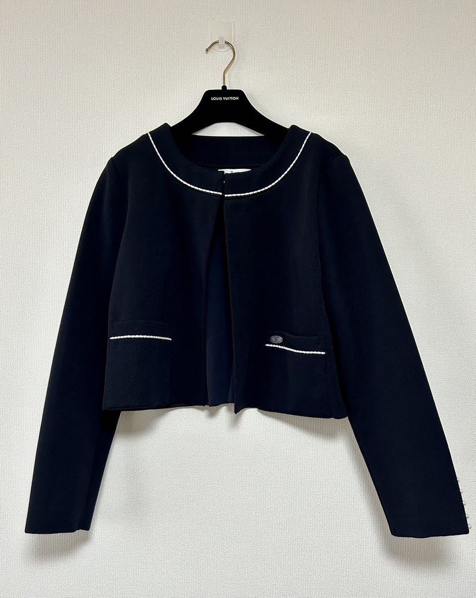 Rene/ルネ/ノーカラーカーディガン/size38/ネイビー/パール alianca.pe