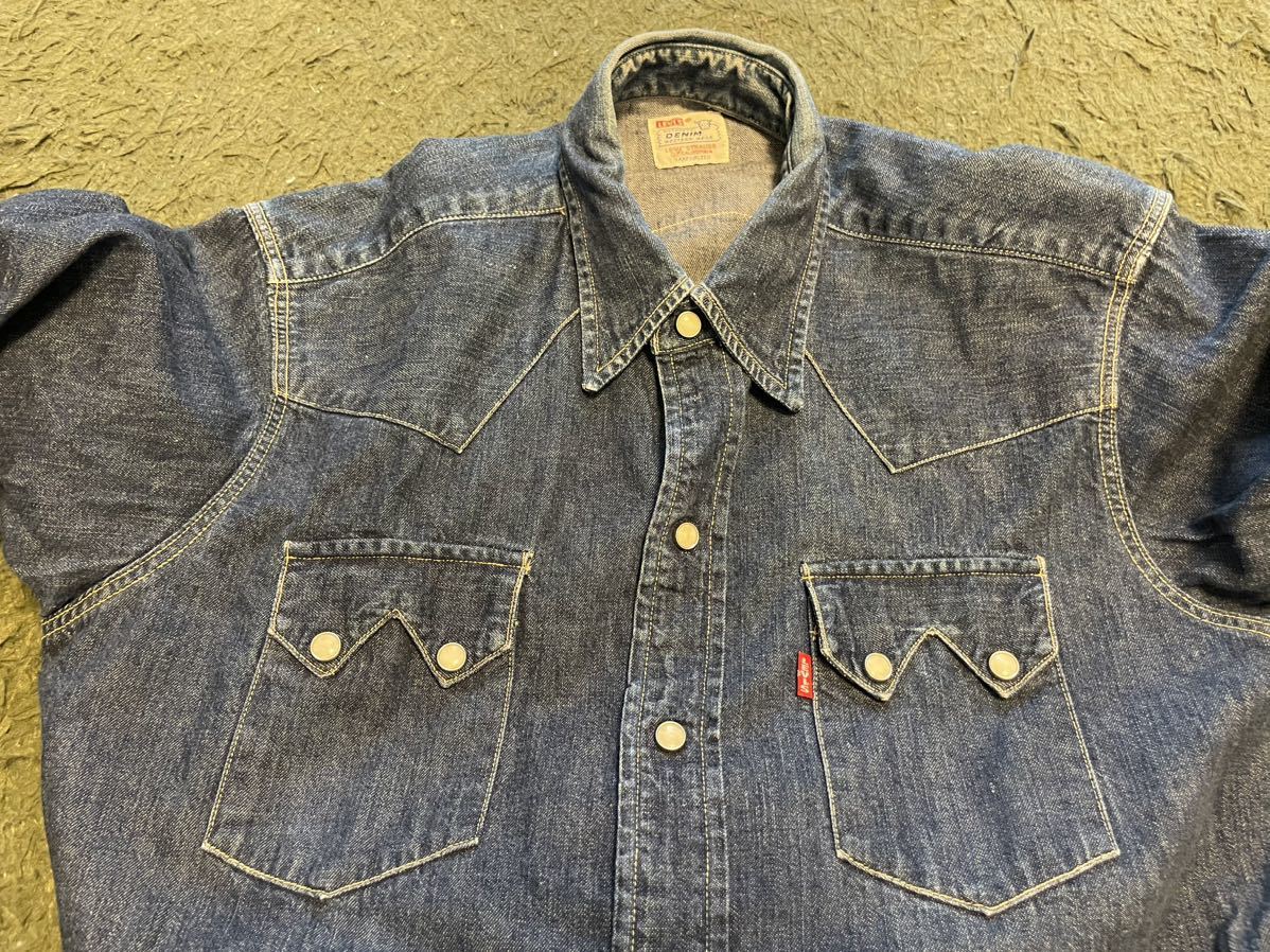 古着 Mサイズ バレンシア製 LEVI'S リーバイス 7205-1018 ショートホーン デニム ウエスタンシャツ 555 Levi''s アメリカ製_画像2