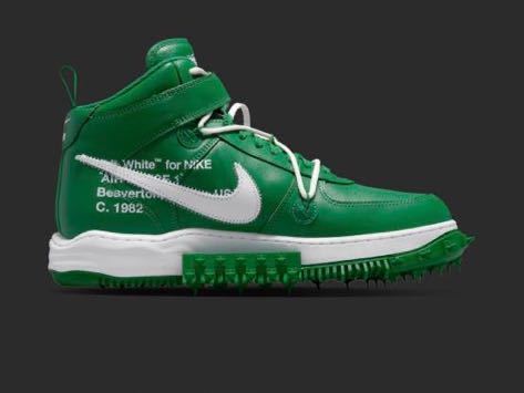 25.5cm Off-White Nike Air Force Mid SP LTHR Pine Green オフ