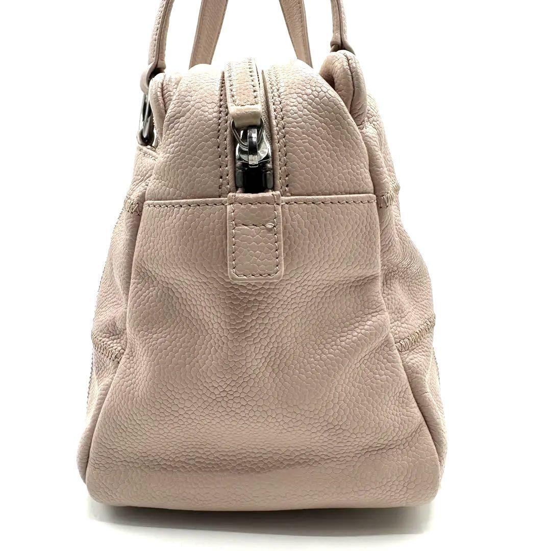 CHANEL シャネル チョコバー ピンクベージュ ミニボストン キャビア