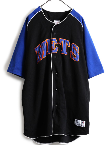 大きいサイズ XXL ■ MLB オフィシャル TRUE FAN ニューヨーク メッツ 半袖 ベースボール シャツ メンズ 2XL ゲームシャツ ユニホーム 野球