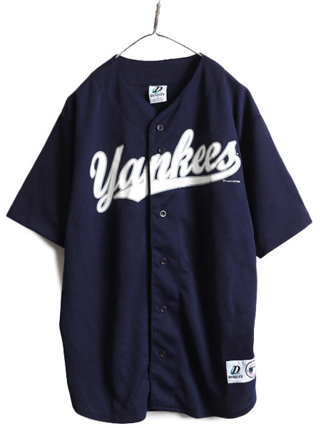 00s ■ MLB オフィシャル DYNASTY ニューヨーク ヤンキース ベースボール シャツ ( メンズ L ) 00年代 ゲームシャツ ユニホーム 大リーグ