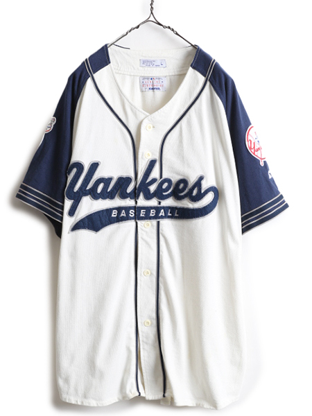 90s ■ MLB オフィシャル STARTER ニューヨーク ヤンキース ベースボール シャツ ( メンズ L ) 90年代 ゲームシャツ ユニホーム 大リーグ