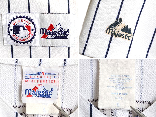 松井秀喜 USA製■ MLB オフィシャル Majestic ニューヨーク ヤンキース ベースボール シャツ ( メンズ S ) ゲームシャツ ユニフォーム 野球_画像4