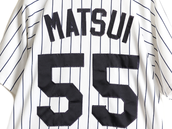 松井秀喜 USA製■ MLB オフィシャル Majestic ニューヨーク ヤンキース ベースボール シャツ ( メンズ S ) ゲームシャツ ユニフォーム 野球_画像5