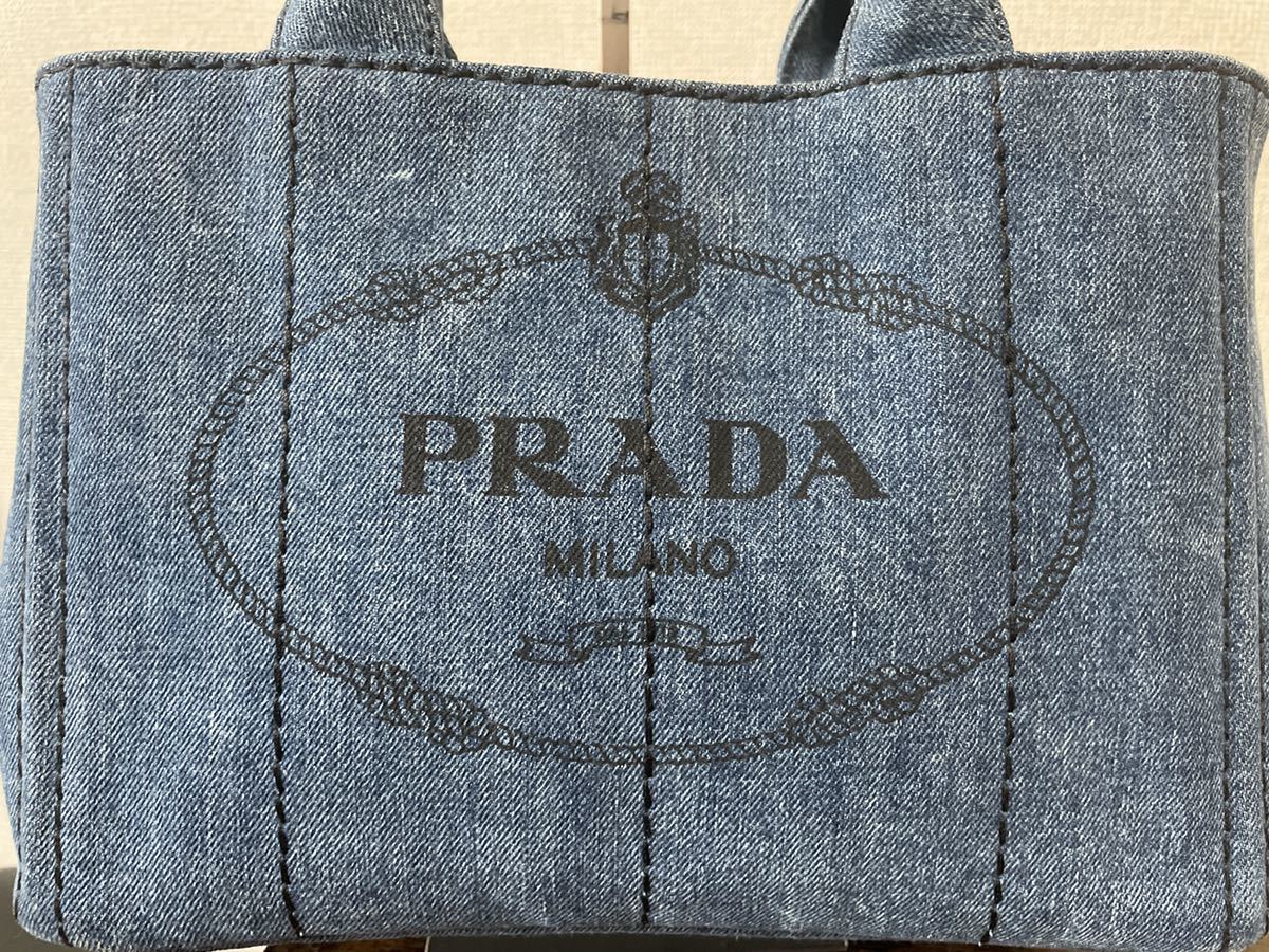 PRADA プラダ カナパ ミニ mini 2wayハンドバッグ インディゴ SSサイズ